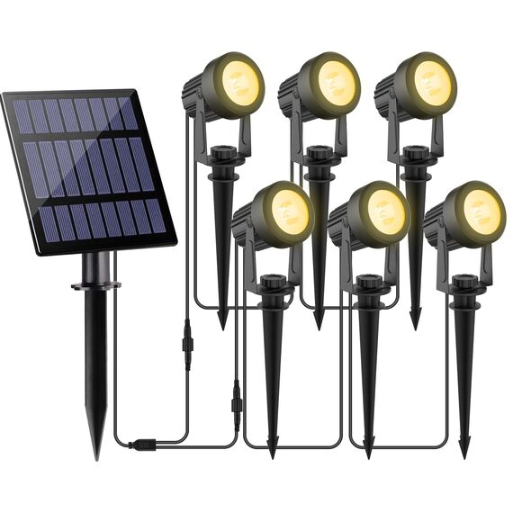 NATPOW Gartenstrahler Solar, Solar Gartenleuchte LED Solarstrahler Solarlampen für garten Außen, IP65 Wasserdicht, 2 Helligkeitsstufe, 3000K Dusk to Dawn Gartenbeleuchtung für Bäume,Gartenweg(6 in 1)