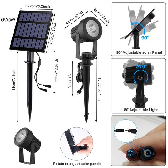 NATPOW RGB Gartenstrahler Solar, Gartenleuchte LED Solarstrahler Solarlampen für garten Außen, IP65 Wasserdicht, 2 Modi Farbewechsel Gartenbeleuchtung Solar Hof, Garten, Auffahrt, Pool, Rasen