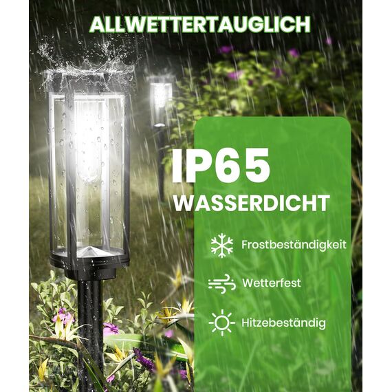 EDISONFIRE Solarleuchten für den Außenbereich, 2 Stück, IP65, wasserdicht, Solar-Beleuchtung, Dekoration für Garten, Terrasse, Weg, Rasen, Weiß