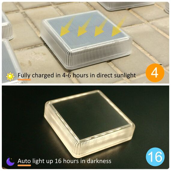 Lacasa Solar Bodenleuchten Aussen, LED Solarlampen für Außen Garten und Terrasse Deko Weg Treppenbeleuchtung Solarleuchten Wasserfest, 4000K Hellweiß, Eckig, 4 Stück