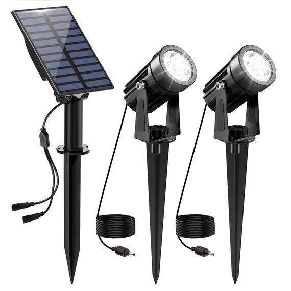 NATPOW Gartenstrahler Solar, Solar Gartenleuchte LED Solarstrahler Solarlampen für garten Außen, IP65 Wasserdicht, 2 Helligkeitsstufe Dusk to Dawn Gartenbeleuchtung für Bäume, Hof, Gartenweg(6000K)