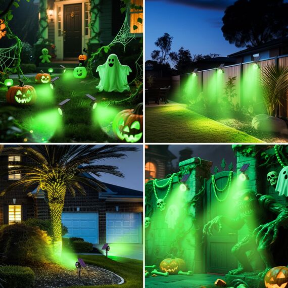 nipify 4 Stück Solarlampen für Außen Garten, 53 LED Grün Solar Strahler Gartenleuchten IP65 Wasserdicht, 3 Helligkeit Solarleuchte Aussenleuchte Wegeleuchten für Draußen Aussen Wege Outdoor