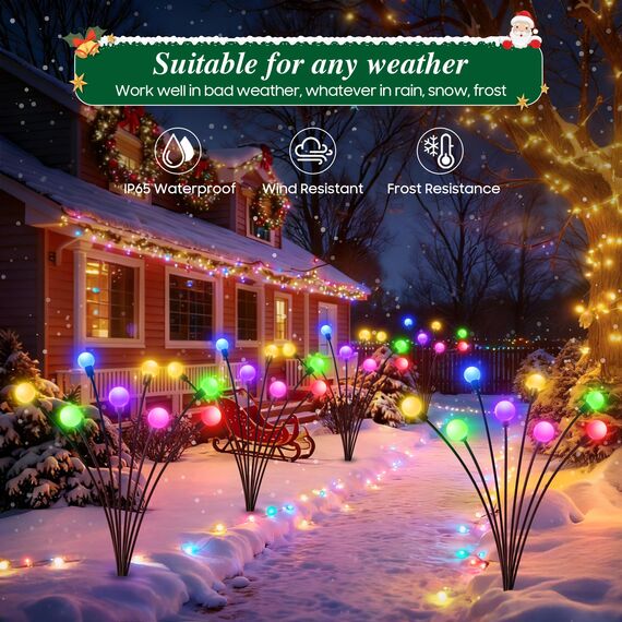 GEARLITE Firefly Solarlampen für Außen Garten 4 Stück, 32 Buntes Led Superhelle Glühwürmchen Weihnachten Aussen Solar, IP65 Wasserdicht Schwingende Garten-Deko für Outdoor Weihnachtsdeko Pathway Yard