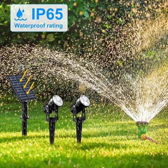 NATPOW Gartenstrahler Solar, Solar Gartenleuchte LED Solarstrahler Solarlampen für garten Außen, IP65 Wasserdicht, 2 Helligkeitsstufe Dusk to Dawn Gartenbeleuchtung für Bäume, Hof, Gartenweg(6000K)