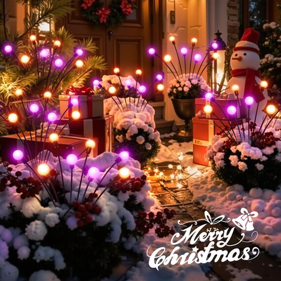 GEARLITE Firefly Solarlampen für Außen Garten 4 Stück, 32 LED Superhelle 2 Lichtmodi Glühwürmchen Solarleuchten für Außen mit Warmweißem Licht IP65 Wasserdicht Schwingende Garten Deko