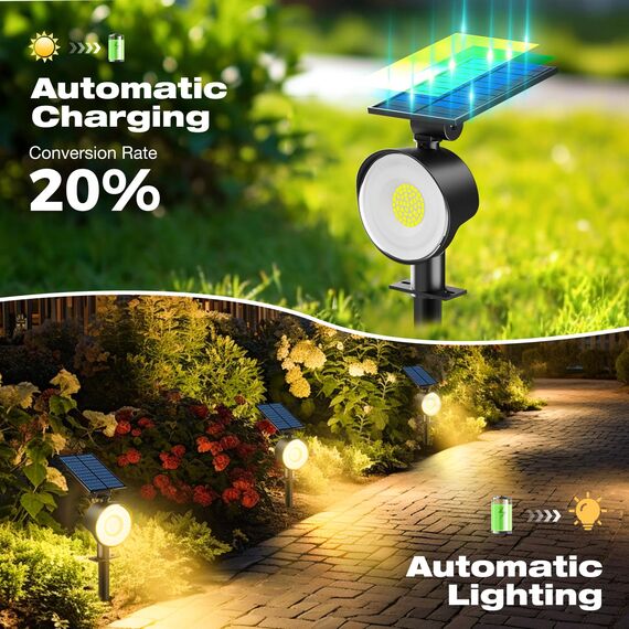 nipify Solarlampen für Außen, 2 Stück 53 LED Solar Strahler Wegeleuchte IP65 Wasserdicht, 3 Helligkeit Warmweiß Solarleuchten Aussenleuchte für Garten Aussen Wege Wand Outdoor