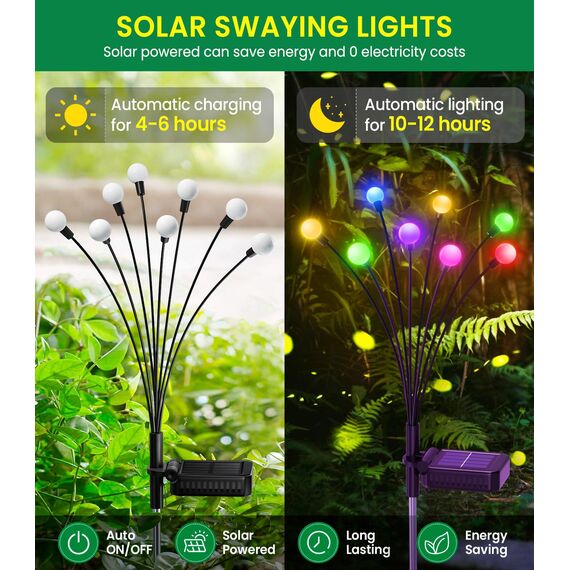 GEARLITE Firefly Solarlampen für Außen Garten 4 Stück, 32 Buntes Led Superhelle Glühwürmchen Weihnachten Aussen Solar, IP65 Wasserdicht Schwingende Garten-Deko für Outdoor Weihnachtsdeko Pathway Yard