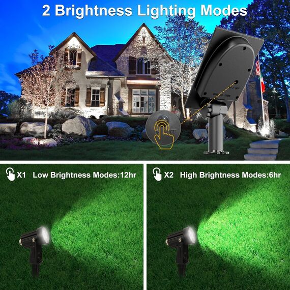 NATPOW Gartenstrahler Solar, Solar Gartenleuchte LED Solarstrahler Solarlampen für garten Außen, IP65 Wasserdicht, 2 Helligkeitsstufe, 6000K Dusk to Dawn Gartenbeleuchtung für Bäume,Gartenweg(4 in 1)