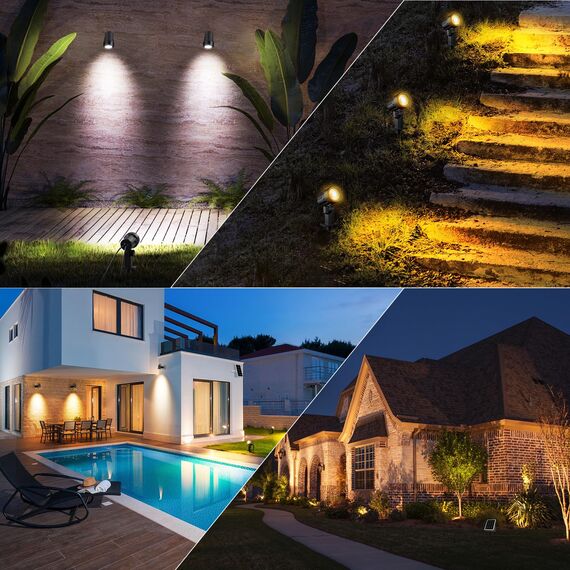 MEIHUA Solarstrahler für Außen mit Fernbedienung 2700K 4000K 6500K Solar Gartenleuchte IP66 Wasserdichte 3 Helligkeit 2 Dynamische Modi Timer Gartenbeleuchtung für Gärten Bäume Weihnachten Halloween