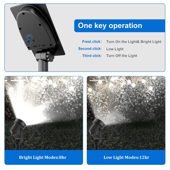 NATPOW Gartenstrahler Solar, Solar Gartenleuchte LED Solarstrahler Solarlampen für garten Außen, IP65 Wasserdicht, 2 Helligkeitsstufe, 6000K Dusk to Dawn Gartenbeleuchtung für Bäume,Gartenweg(4 in 1)