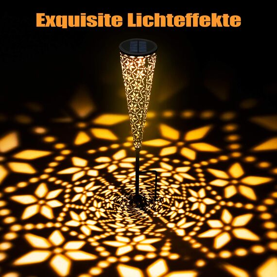Metall Solarleuchten Garten, 2 Stück Solarlampen für Außen Garten Deko, LED Gartenleuchten Solar Warmweiß IP65 Wasserdicht für Balkon Blumenkästen Rasen Weg Weihnachten (Rostoptik)