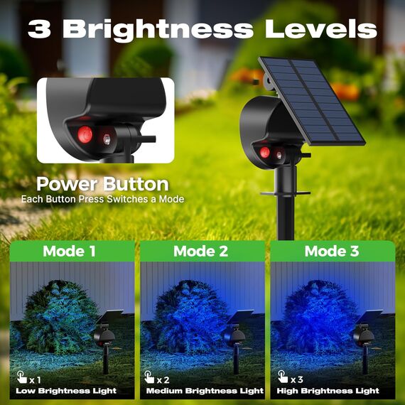 nipify 4 Stück Solarlampen für Außen Garten, 53 LED Blau Solar Strahler Gartenleuchten IP65 Wasserdicht, 3 Helligkeit Solarleuchte Aussenleuchte Wegeleuchten für Draußen Aussen Wege Outdoor