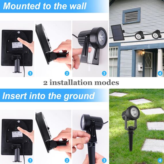 NATPOW RGB Gartenstrahler Solar, Gartenleuchte LED Solarstrahler Solarlampen für garten Außen, IP65 Wasserdicht, 2 Modi Farbewechsel Gartenbeleuchtung Solar Hof, Garten, Auffahrt, Pool, Rasen