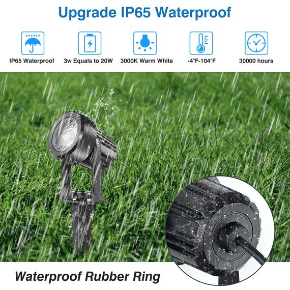 NATPOW Gartenbeleuchtung mit Strom, 10er Set/23M Warmweiß 3000K Gartenlampen für Draußen, 27V Gartenstrahler mit Erdspieß, IP65 Wasserdicht Gartenleuchten Set für Garten Rasen Pfad Bäume Außen