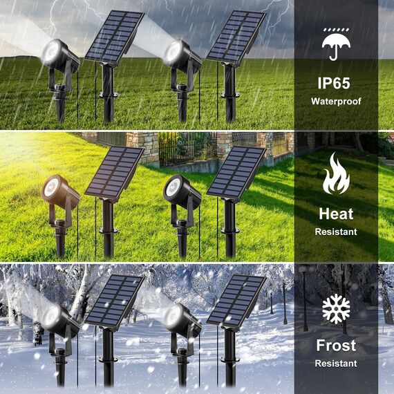 NATPOW Solar Gartenstrahler für Außen, 6000K Solarleuchte Garten, IP65 Wasserdichte, Auto-ON/OFF Außenwandleuchten Landschaftsstrahler Gartenbeleuchtung für Bäume, Hof, Gartenweg (2 Pack)