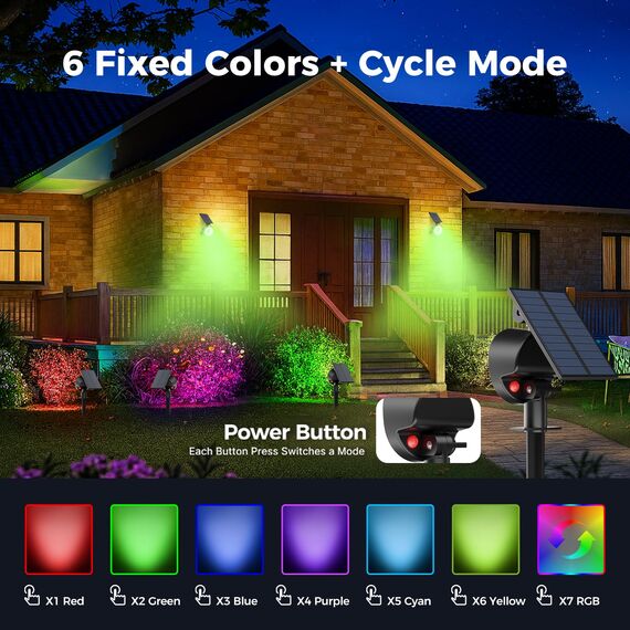 nipify RGB Solarlampen für Außen Garten mit 6 Farben, 4 Stück Solar Strahler Gartenleuchten IP65 Wasserdicht, Solarleuchte Aussenleuchte Wegeleuchten für Draußen Aussen Wege Outdoor