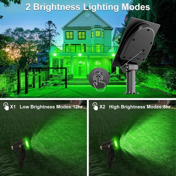 NATPOW Solar Gartenleuchte, Gartenstrahler Solar LED Solarstrahler Solarlampen für garten Außen, IP65 Wasserdicht, 2 Helligkeitsstufe Dusk to Dawn Gartenbeleuchtung für Bäume, Hof, Gartenweg(Grün)