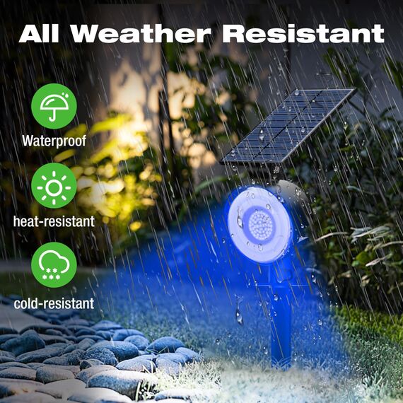 nipify 2 Stück Solarlampen für Außen Garten, 53 LED Blau Solar Strahler Gartenleuchten IP65 Wasserdicht, 3 Helligkeit Solarleuchte Aussenleuchte Wegeleuchten für Draußen Aussen Wege Outdoor