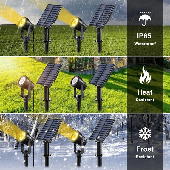 NATPOW Solar Gartenstrahler für Außen, 3000K Solarleuchte Garten, IP65 Wasserdichte, Auto-ON/OFF Außenwandleuchten Landschaftsstrahler Gartenbeleuchtung für Bäume, Hof, Gartenweg (2 Pack)