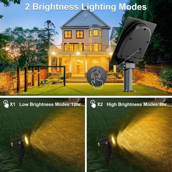 NATPOW Gartenstrahler Solar, Solar Gartenleuchte LED Solarstrahler Solarlampen für garten Außen, IP65 Wasserdicht, 2 Helligkeitsstufe Dusk to Dawn Gartenbeleuchtung für Bäume, Hof, Gartenweg(3000K)