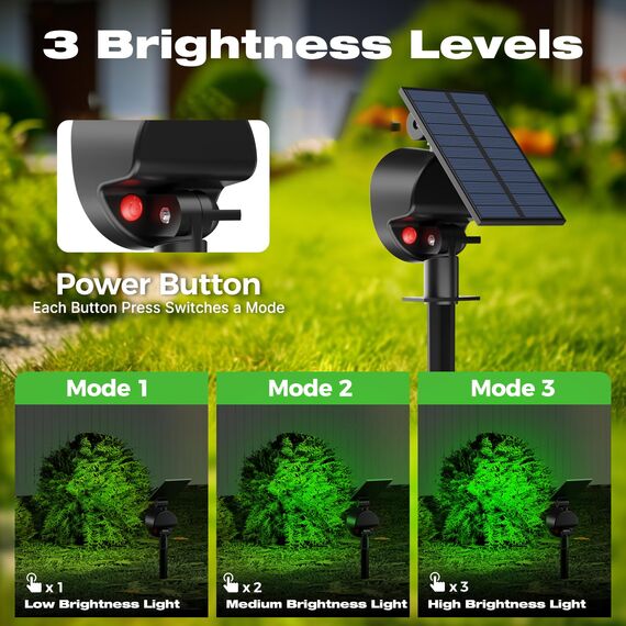 nipify 4 Stück Solarlampen für Außen Garten, 53 LED Grün Solar Strahler Gartenleuchten IP65 Wasserdicht, 3 Helligkeit Solarleuchte Aussenleuchte Wegeleuchten für Draußen Aussen Wege Outdoor