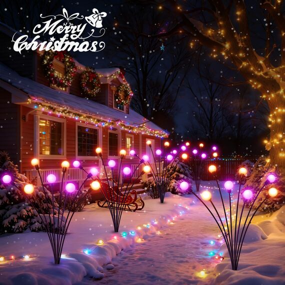 GEARLITE Firefly Solarlampen für Außen Garten 4 Stück, 32 LED Superhelle 2 Lichtmodi Glühwürmchen Solarleuchten für Außen mit Warmweißem Licht IP65 Wasserdicht Schwingende Garten Deko