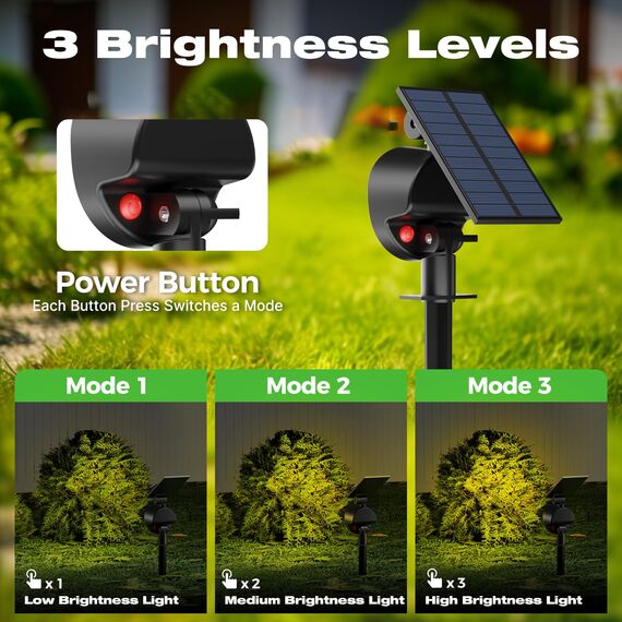 nipify Solarlampen für Außen, 2 Stück 53 LED Solar Strahler Wegeleuchte IP65 Wasserdicht, 3 Helligkeit Warmweiß Solarleuchten Aussenleuchte für Garten Aussen Wege Wand Outdoor