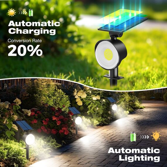 nipify Solarlampen für Außen Garten, 4 Stück 53 LED Solar Strahler Gartenleuchten IP65 Wasserdicht, 3 Helligkeit Kaltweiß Solarleuchten Aussenleuchte Wegeleuchte für Draußen Wege Wand Outdoor