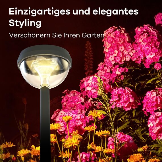 Linkind Solar Gartenlampen 3000K Warmweiß, Solarlampe Aussen Garten mit Lichtsensor, Solar-Wegeleuchten 3 Leuchtmodi, IP54 Wasserdicht Gartenstecker mit Erdspieß für Weg, Auffahrt, 8 Stück