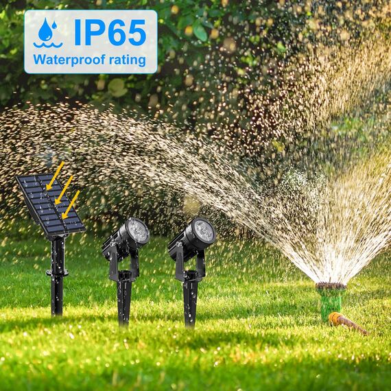 NATPOW Gartenstrahler Solar, Solar Gartenleuchte LED Solarstrahler Solarlampen für garten Außen, IP65 Wasserdicht, 2 Helligkeitsstufe Dusk to Dawn Gartenbeleuchtung für Bäume, Hof, Gartenweg(3000K)