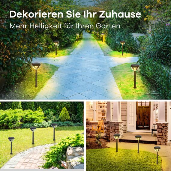 Linkind Castle Solar Wegeleuchten, 3000K Warmweiß Solarlampen für Außen Lichtsensor, Gartenstrahler mit 3 Lichtmodi, IP54 Wasserdicht, Auto Ein/Aus Solar Wegebeleuchtung für Hof/Eingang, 2 Stück