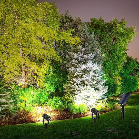 NATPOW Gartenstrahler Solar, Solar Gartenleuchte LED Solarstrahler Solarlampen für garten Außen, IP65 Wasserdicht, 2 Helligkeitsstufe Dusk to Dawn Gartenbeleuchtung für Bäume, Hof, Gartenweg(6000K)