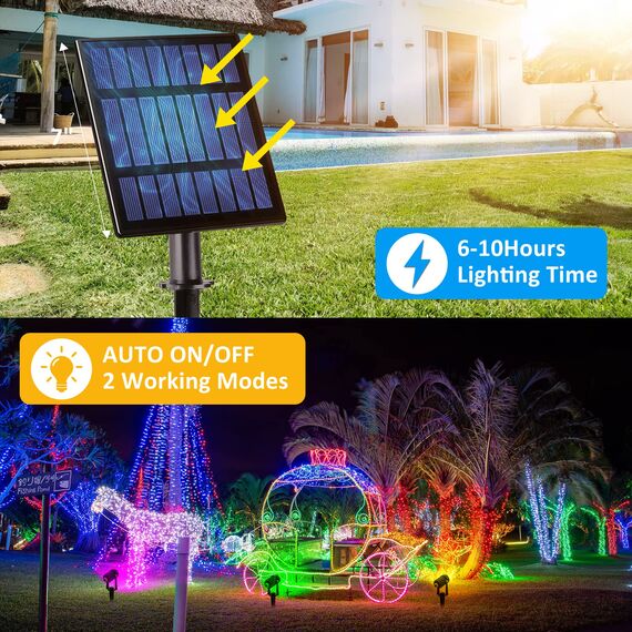 NATPOW Solarstrahler für Außen Garten, RGB Gartenstrahler Solar IP65 Wasserdicht Farbwechsel Gartenbeleuchtung Gartenlampe Dusk to Dawn Solar Gartenleuchte für Bäume Terrasse(4 in 1)