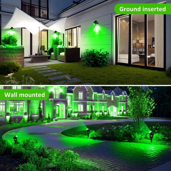 NATPOW Solar Gartenleuchte, Gartenstrahler Solar LED Solarstrahler Solarlampen für garten Außen, IP65 Wasserdicht, 2 Helligkeitsstufe Dusk to Dawn Gartenbeleuchtung für Bäume, Hof, Gartenweg(Grün)