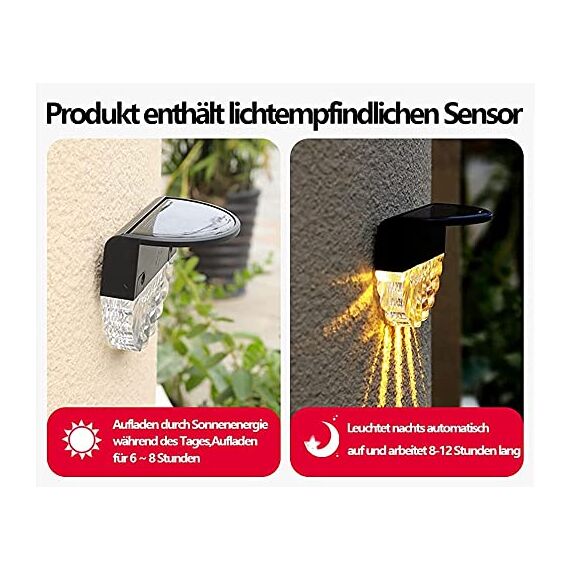 YOFIG Solarlampen für Außen Garten, Wasserdichte Solarleuchten Garten Dekoration, 6 Stück Led Solar Gartenleuchten für Terrasse und Stufen, Solarleuchte mit 2 Modi-Warmweiß/Farbwechselnde