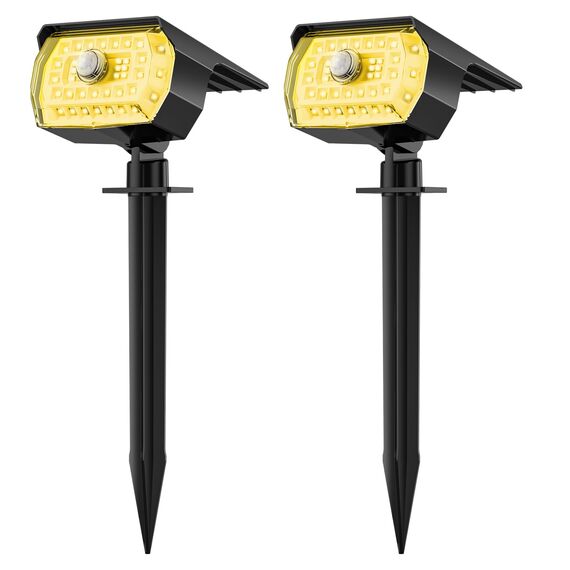 Fratink Solarlampen für Außen mit Bewegungsmelder, 2 Stück 43LED SolarStrahler 3000K Warmweiß Solarleuchten für Außen Garten, 3 Modi Solar Gartenleuchten Solar Strahler Aussen Weg Hof Gehweg