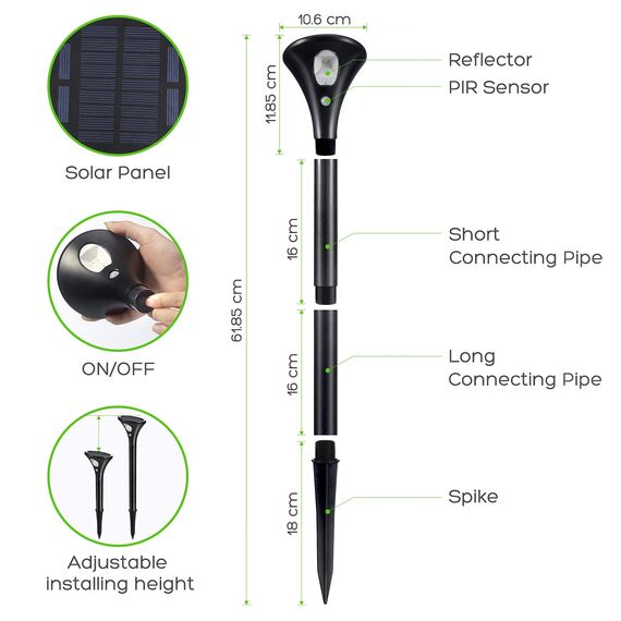 Litake Solarlampen für Außen 4 Stück， Solar Gartenleuchte 2 Modi Solarleuchten mit Bewegungsmelder Wegeleuchte IP65 Wasserdichte Auto Ein/Aus Landschaftslichter Aussenlicht für Garten/Patio/Rasen/Pfad