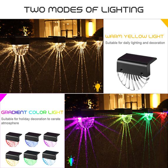 Auting Solarlampen für Außen Garten, 6 Stück Solarleuchten für außen Wasserdichte 2 Modi LED Warmweiß/Farbwechselnde für die Garten dekoration,Terrasse,Stufen und Treppen