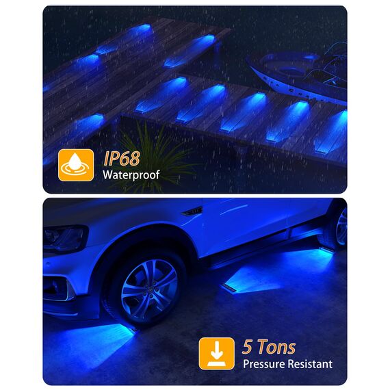 DetarZinLED Solarleuchten für Außen Blau, 6 Stück Solar Bodenstrahler Außen LED, IP68 Wasserdicht Solarlampen für Außen Garten, Solarlampen für Treppen, Boden, Auffahrt, Stufen, Gartenweg, Terrasse