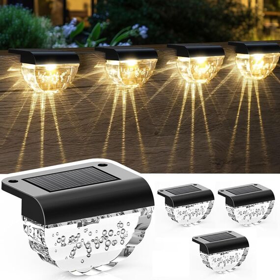 Auting Solarlampen für Außen, 4 Stück Wegbeleuchtung 2 Modi LED Warmweiß/Farbwechselnde Beleuchtung ,Wasserdichte Solar Lampe für die Garten Dekoration,Treppe,Gartenwege, Schwarz