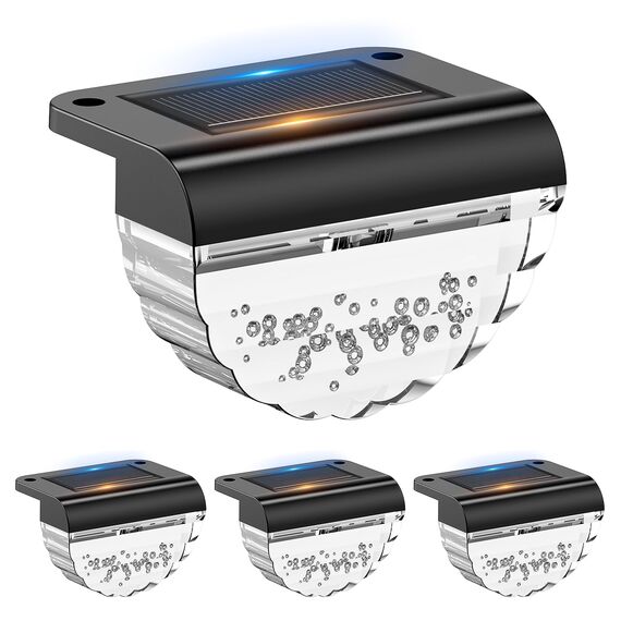 Auting Solarlampen für Außen, 4 Stück Solar Decklichter für die Garten dekoration,Wasserdichte Solar Zaunlichter Warmweiß für Außentreppen, Treppen, Zaun, Hof, Terrasse und Weg