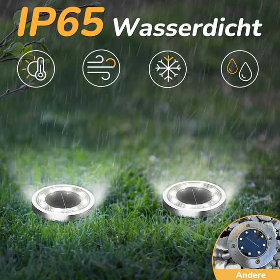 FLOWood 10 Stück Solar Bodenleuchten Aussen, 6500K Kaltweiß Solarleuchten für Garten Außen mit 8 LEDs, Wasserdicht Led Solar Gartenleuchten, Solarlampen für Außen Garten Rasen Auffahrt ·Gehweg Patio