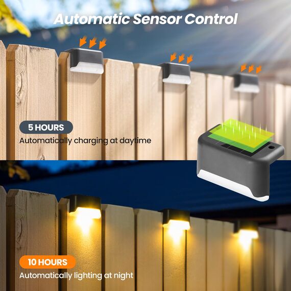 GIGALUMI Solarlampen für außen, 16 Stück Treppenleuchtung, Solar Zaunlichter, Gartenleuchten, wasserdicht Solarleuchten für Balkon, Treppen, Terrassen, Zaun, Hof, Patio (Grau, Warmweiß)