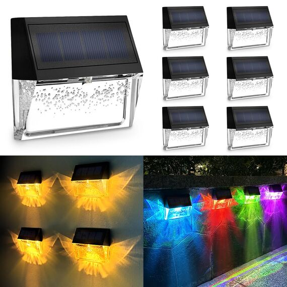 YOFIG Solarlampen für Außen, Wasserdichte Solarleuchten Garten Dekoration, 6 Stück LED Solar Gartenleuchten für Terrasse und Stufen, 2 Modi - Warmweiß/Farbwechselnd