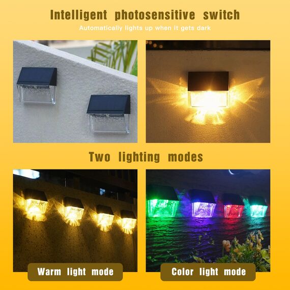YOFIG Solarlampen für Außen, Wasserdichte Solarleuchten Garten Deko, Gartendeko 4 Stück Led Solar Gartenleuchten für Terrasse und Stufen, Solarleuchte mit 2 Modi-Warmweiß/Farbwechselnde