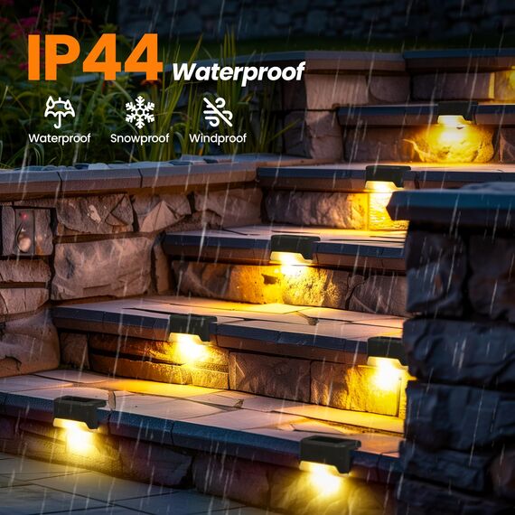 GIGALUMI Solarlampen für außen, 16 Stück Treppenleuchtung, Solar Zaunlichter, Gartenleuchten, wasserdicht Solarleuchten für Balkon, Treppen, Terrassen, Zaun, Hof, Patio (Grau, Warmweiß)