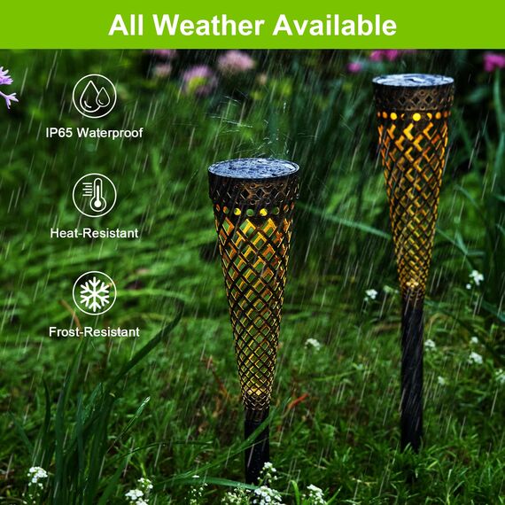 GEARLTIE Solarlampen für Außen Garten 4 Stück, 800 mAh Solar Gartenleuchten mit Warm/Weißem LED, IP65 Wetterfest Solarleuchten Garten aus Metall, Gartendeko für Draußen Weg Outdoor FT (Style B)