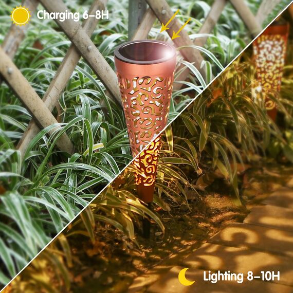 Solarleuchten für außen, 4 stück Solarlampen für außen Garten IP65 Wasserdicht, Solarleuchten Garten LED Solar Gartenleuchte Solar Gartenbeleuchtung Wegebeleuchtung Balkon Terrasse Rasen Deko (4)