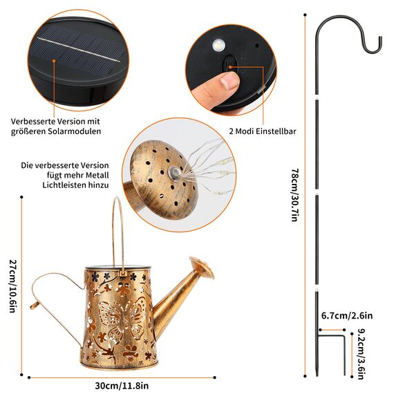 FLOWood Solarlampen für außen, Gartendeko für Draußen, Solarlampen Lichterkette Aussen, IP65 Wasserdicht Warmweiß Solarleuchten Garten für Hofweg, Balkon, Terrasse, Vintage Deko（Schmetterling）