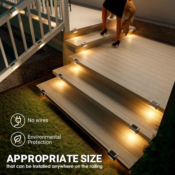 GIGALUMI Solarlampen für außen, 12 Stück Treppenleuchtung, Solar Zaunlichter, Gartenleuchten, wasserdicht Solarleuchten für Balkon, Treppen, Terrassen, Zaun, Hof, Patio (Weiß, Warmweiß)
